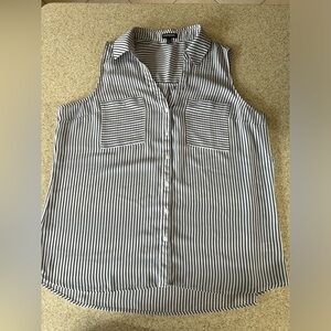 EXPRESS - collar tank top blouse - black/white stripes - 2 pockets - XL